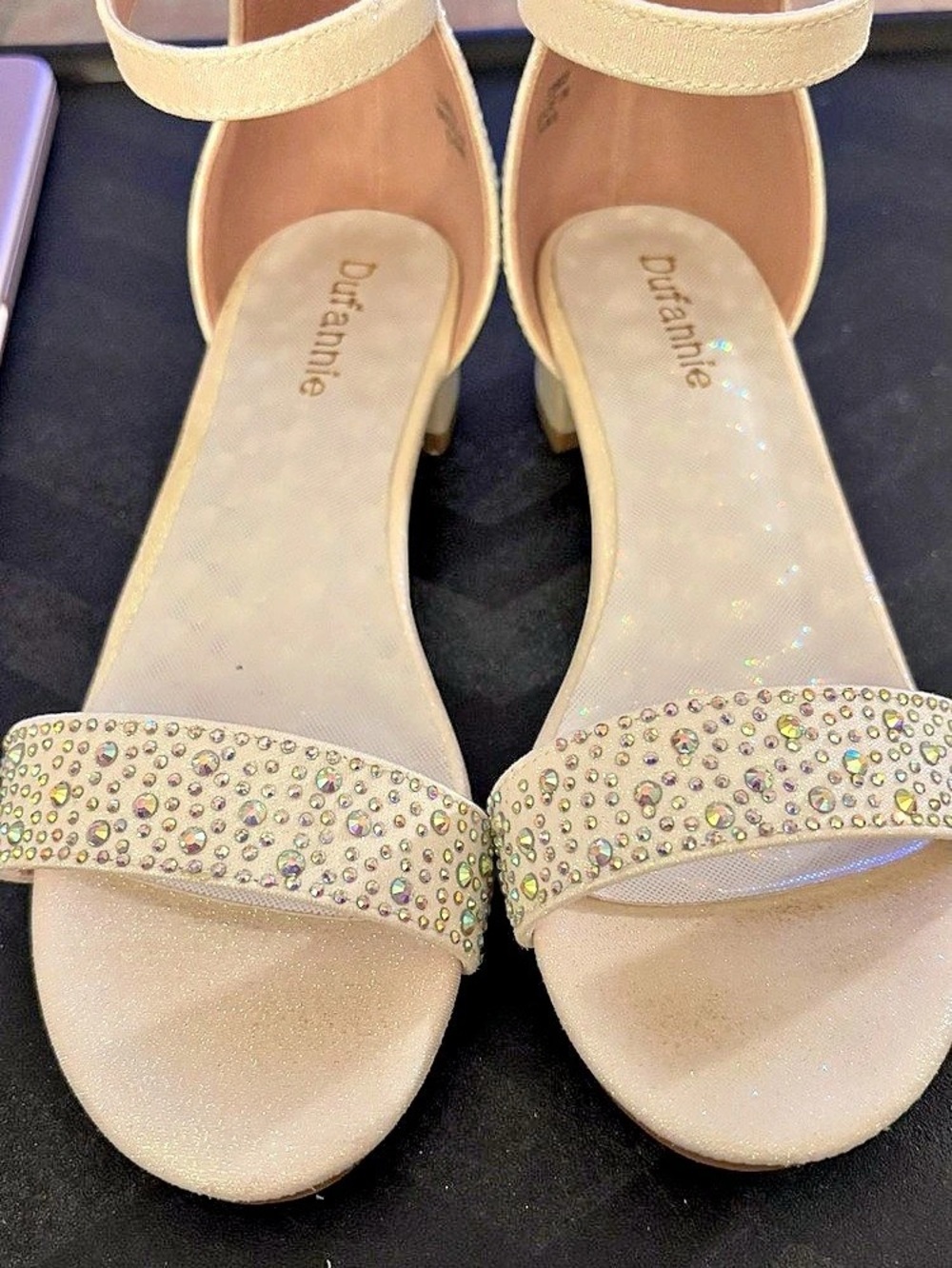 Girls white rhinestone heels dress shoe